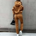 thumbnail image 6 of BLOCLOALO 2 Piece Lounge Set Long Sleeve Pullover Hoodie Sweatshirts Women's Hooded Soild Casual Sport Trouser Suit Sweatpants and Sweatshirt Set Plus Size Workout Sets Soft Lounge Sets Khaki L, 6 of 6