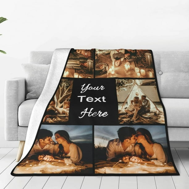 Custom Blanket with Picture Text Customized Blankets with Photos Customizable Personalized Blankets and Throws for Adult Kid Birthday Christmas Valentines Day Memorial Gift Walmart Business Supplies