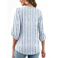 thumbnail image 6 of VDJ Womens Tunic Tops 3/4 Length Sleeve Dressy Casual V Neck Shirts Business Work Striped Printed Flowy Tee Clothes Size XL, 6 of 6
