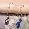 thumbnail image 4 of Yoursfs  Blue Zirconia Tassel Dangle Earrings for Women Long Chains Fishhook Earrings Rose Gold Plated Crystal Earring Prom Jewelry Gifts, 4 of 4