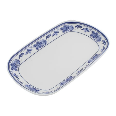 Unique Bargains Flower Printed Edge Rectangle Shaped Food Dish Plate Unique Bargains Flower Printed Edge Rectangle Shaped Food Dish Plate White Blue 21 5x14cm