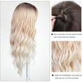 thumbnail image 6 of Long Curly Ombre Blonde Wigs With Bangs Wig for Women Synthetic Hair Wig for Party Cosplay Daily Use -26 inches(Beige Wig), 6 of 6