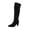 Black, variant on Xfvqtps Womens Thigh High Boots Pull on Tie Back Chunky High Heel Pointed Toe Suede over the Knee Boots