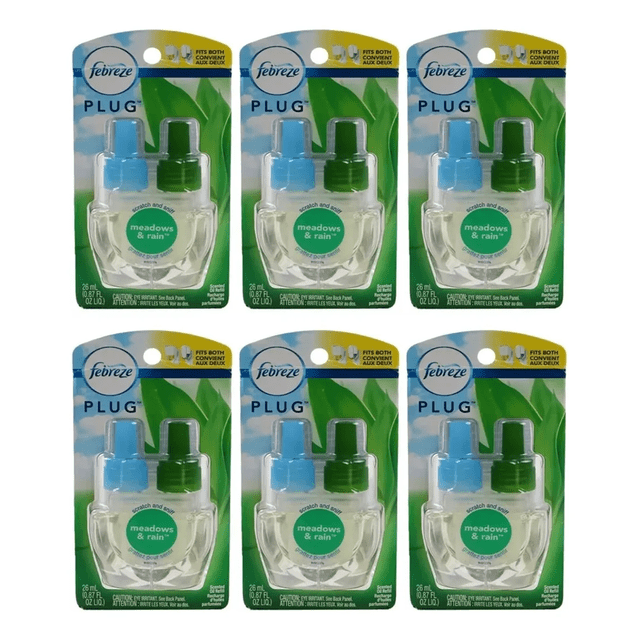 Febreze Plug Repuesto Aromatizante Meadows&rain Cja 6 Piezas