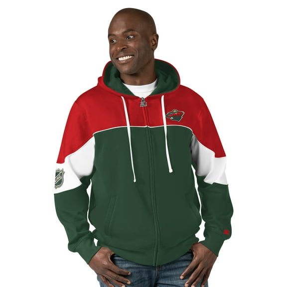 Men's Starter  Green/Red Minnesota Wild Power Forward Full-Zip Hoodie