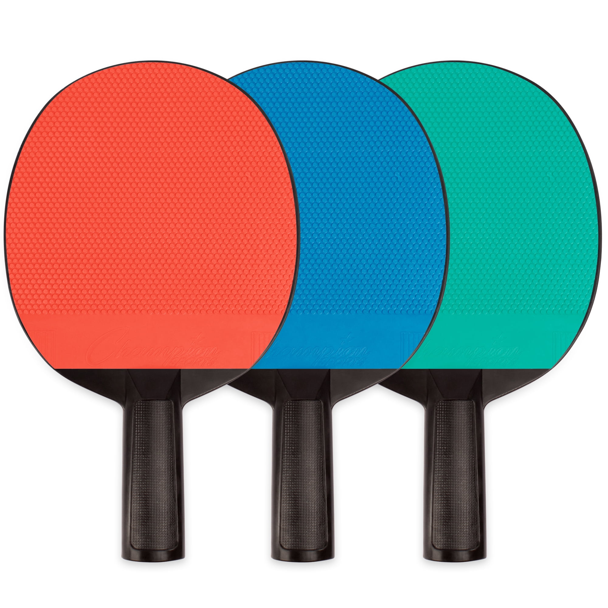 Champion Sports Plastic Rubber Face Table Tennis Paddle, Pack of 6