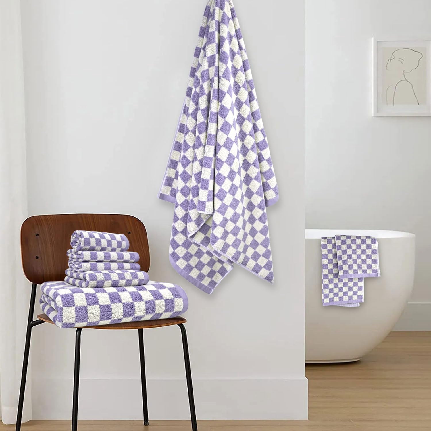 8-Piece Towel Set: Includes 2 large bath towels (27.5"x55"), 2 versatile hand towels (13"x29"), and 4 washcloths (13"x13"), providing all the essentials for bathroom, guest rooms, dorms, or travel