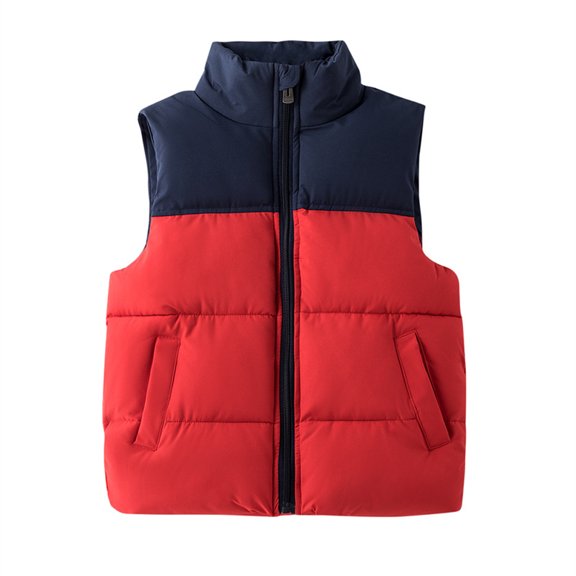 YTDSCS Kids Toddler down Cotton Vest for Boys Girls Hooded Colorblocking Sleeveless Puffer Jacket for Winter Padded Thickened Warm Waistcoat Size 3-12T
