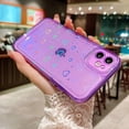 thumbnail image 3 of Compatible for iPhone 11 Clear Case, Cute Glitter Heart Rainbow Laser Holographic Bling Pattern Case for Women Girls Soft TPU Shockproof Camera Protective - Purple, 3 of 11