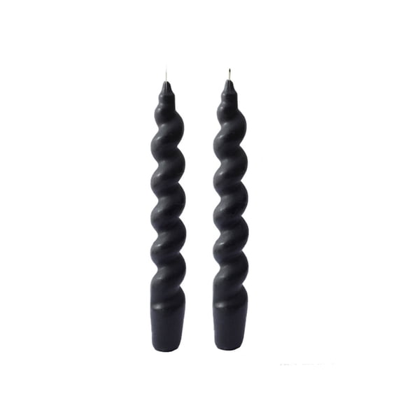LEVEO 2pc 7in Taper Spiral Candle，Unscented Candles for Fall Harvest Thanksgiving Dinners Parties and Home Decor(Black)