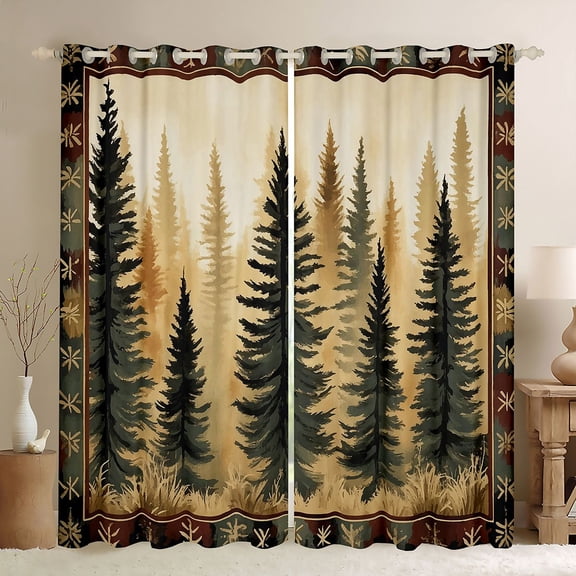 Castle Fairy Smoky Jungle Black Out Curtains for Kids Teens Adults,Retro Vintage Aesthetic Curtains Pack of 2 (42x63 Each),Green Brown Bedroom Curtains,Breathable Home Decor