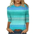 thumbnail image 3 of Jsaierl 3/4 Sleeve Womens Tops Casual Crew Neck Shirts Fashion Print Petite Blouses Classic Cotton Tunic Top S-5XL, 3 of 6