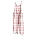 thumbnail image 3 of lcziwo Wamen Stripe Print Linen Jumpsuits Plus Size Adjustable Straps Summer Overalls Loose Fit Wide Leg One Piece Rompers Pants Beach Outfits Hot Pink XXXXL, 3 of 6