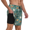 thumbnail image 3 of Picia Flowe Rooster pattern Mens Swim Trunks with Compression Liner Stretch Beach Shorts Quick Dry with Zipper Pockets No-Chafing Board Shorts-XX-Large, 3 of 9