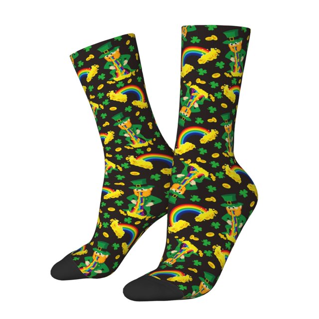 Balery Happy St. Patrick's Day Calcetas Largas con Estampado para Hombre y Mujer – Suaves y Transpirables, Talla Única (US 5-11)