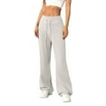 thumbnail image 2 of Flare Leggings for Women Drawstring High Waisted Flared Yoga Pants Soft Cotton Wide Leg Sweatpants Y2k Bell Bottoms White L, 2 of 6