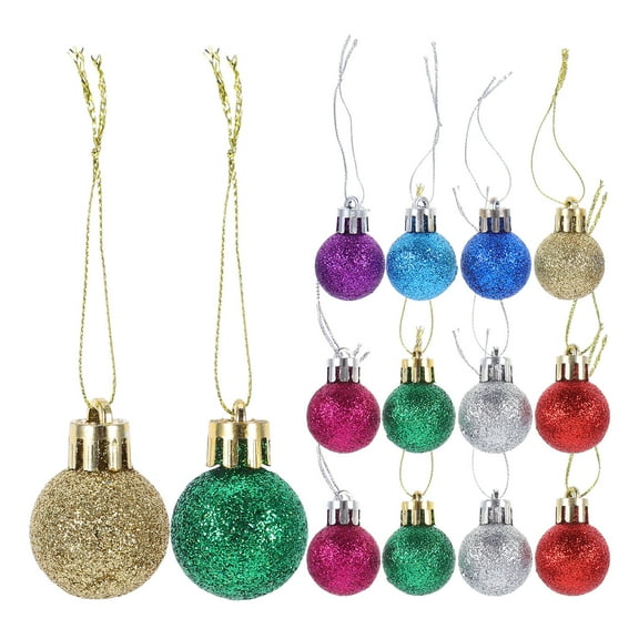 CIMAXIC 80pcs Mini Christmas Glitter Ornaments Small Xmas Tree Hanging Decorations for Holiday Party Indoor Outdoor Crafts