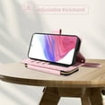 thumbnail image 4 of Compatible with Samsung Galaxy A53 5G Wallet Phone Case Tempered Glass Screen Protector Bling Glitter Crossbody Lanyard Strap Flip Zipper Purse Card Holder Cell Cover for A 53 53A SM A536U Women Pink, 4 of 7