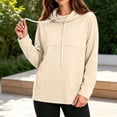 thumbnail image 4 of Women's Lightweight Hoodie Funnel Neck Sweatshirts Drawstring Aesthetic Drop Shoulder Long Sleeve Pullover Top With Side Pockets, 4 of 6