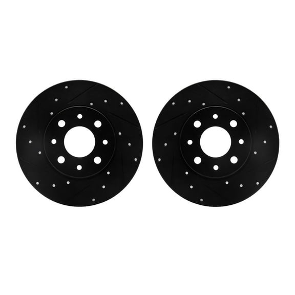 Dynamic Friction Company Rear Brake Rotors-Drilled and Slotted-Black 8002-07005