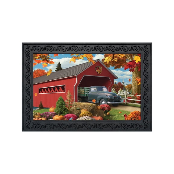 Briarwood Lane Fall Doormat 30x18 Indoor Outdoor Harvest Bridge Autumn For Fall Doormat
