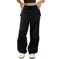 thumbnail image 1 of Pantalones cargo COPYLEAF, pantalones cargo para mujer, cintura baja, negros, 1 of 5