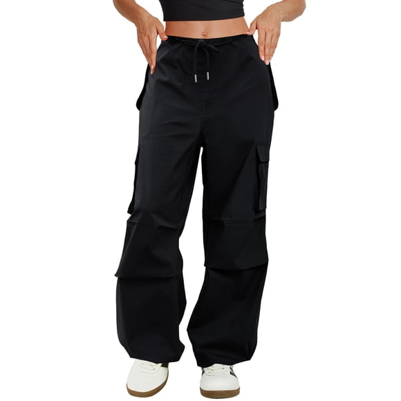 Pantalones cargo COPYLEAF, pantalones cargo para mujer, cintura baja, negros