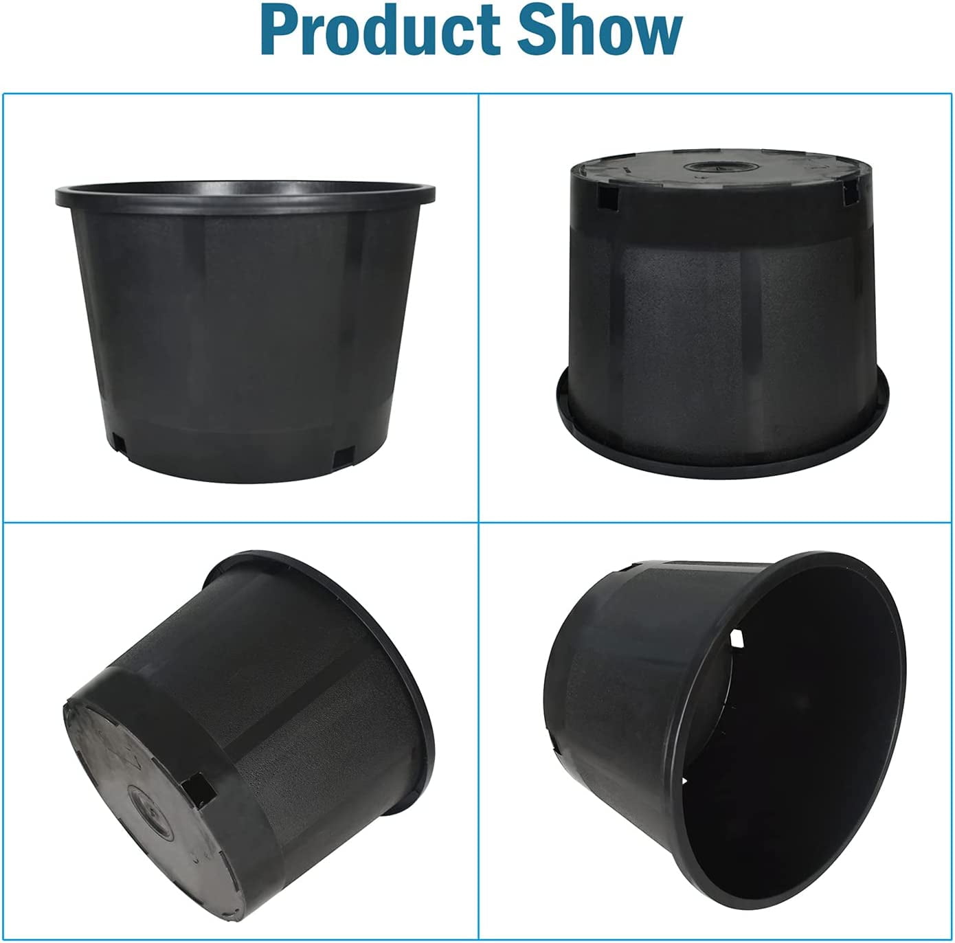 10-Pack 5 Gallon Squat Round Premium Nursery Pot Plant Flower Seedling Container Garden Planter Pots for Indoor Outdoor Plants Flower Vegetables Black (5 Gallon Squat)