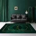 thumbnail image 3 of Luxury Emerald Green Gold Geometric Area Rug Golden Lines On Blue Background Outdoor Indoor Washable Rug For Floor Mat Indoor Throw Rugs Soft Mats For Bedroom Living Room Kids Room, 3 of 7