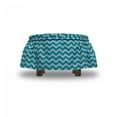 thumbnail image 4 of Chevron Ottoman Cover, Sea Colored Zigzags, 2 Piece Slipcover Set with Ruffle Skirt for Square Round Cube Footstool Decorative Home Accent, Standard Size, Teal Pale Blue, by Ambesonne, 4 of 5