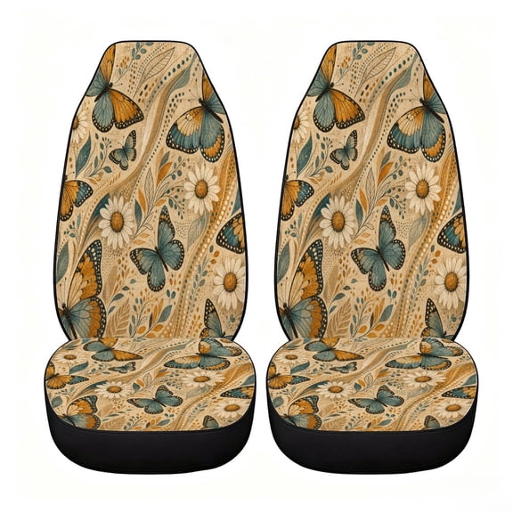 Verolix Classic Butterfly Botanical Garden Car Seat Covers, Front Seats Only Set of 2, Universal High Back Mesh Fabric Seat Covers for Cars, SUVs, Sedans and Vans