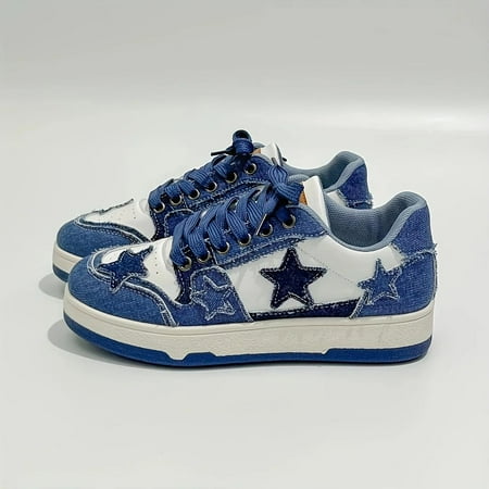 Women s Fashion Sneakers Casual Walking Shoes Sporty Outdoor Skater Shoes for Lady Colored Star Board Shoes Flat Bottom Sports Shoes Cross Tie Up