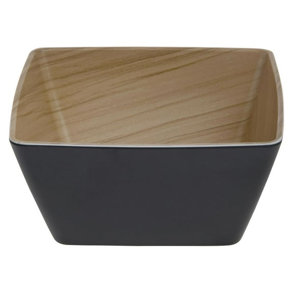 HUBERT® Serving Bowl Black Melamine with Wood-Look Interior - 7 1/2" L x 7 1/2" W x 3 1/2" H