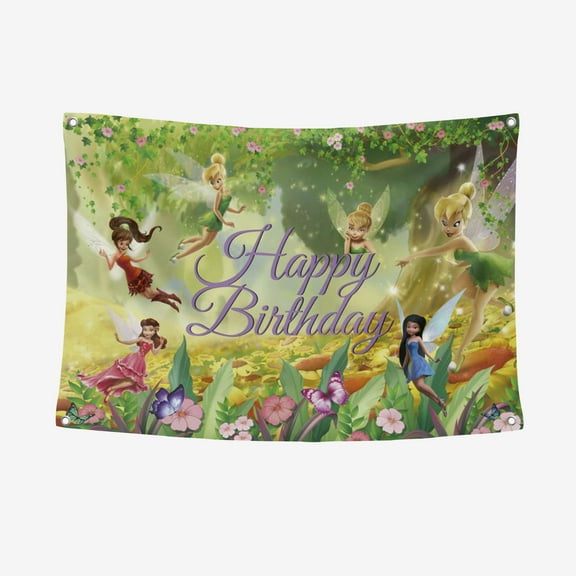 Tinkerbell Banner Background Backdrop Party Supplies 31.5*47.2IN/80*120CM