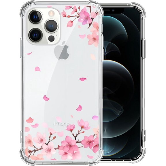 Compatible with iPhone 11 Pro Max Case,Soft TPU Transparent Shockproof Protective Cover Clear Case for iPhone 11 Pro Max,Peach Blossom