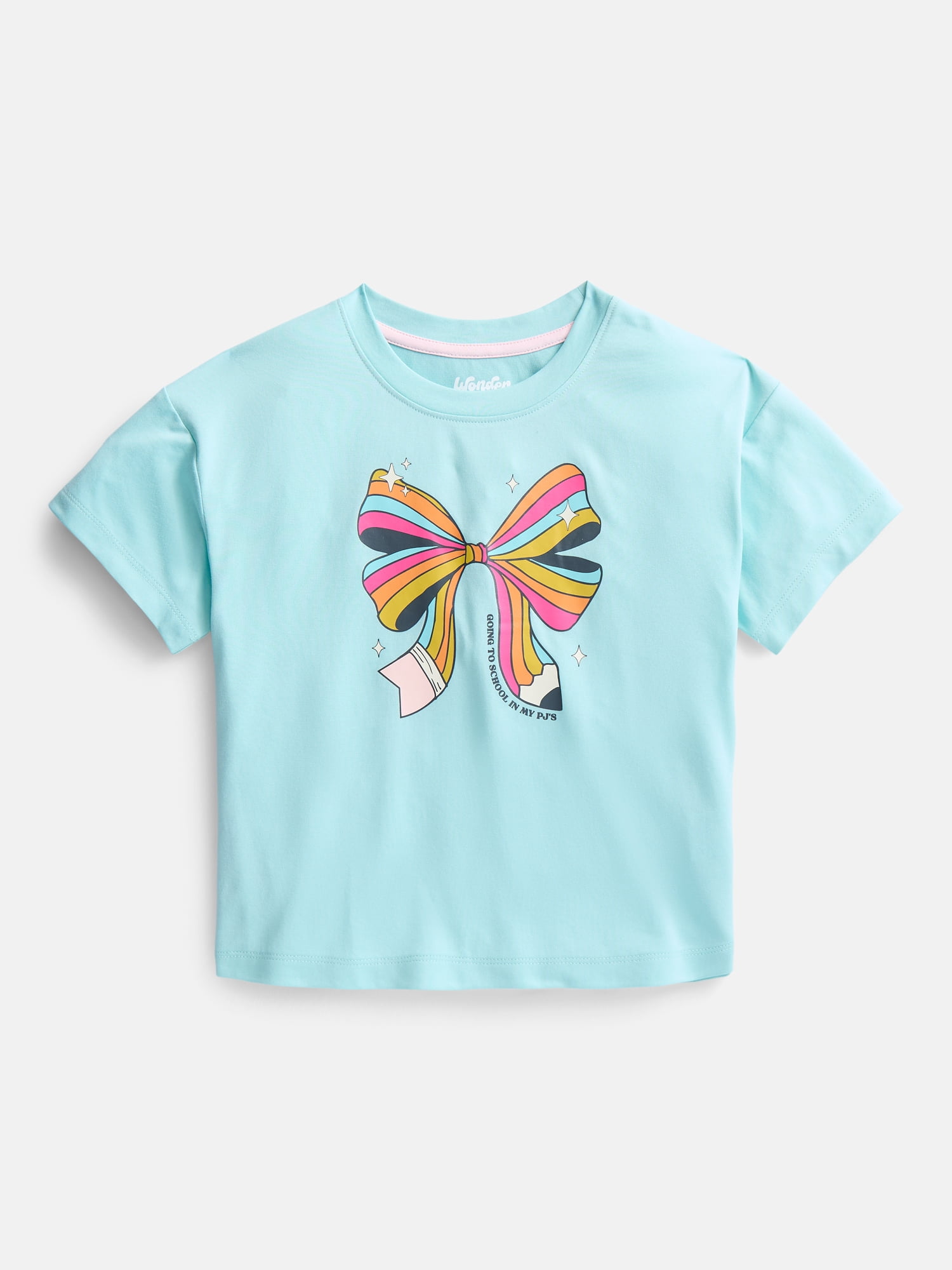 Wonder Nation Girls Graphic Tee with Shorts and Pants Pajama Set, 3 Piece, Sizes 4-18