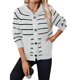 thumbnail image 1 of Suéteres Tipo Cárdigan A Rayas para Mujer, Ropa de Otoño, Blusas de Larga Informales A con Botones. Gris y L, 1 of 10