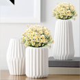 thumbnail image 4 of HESHENG 8 Bundles Artificial Daisy Mums Flowers Outdoor Fake Fall Flowers for Decoration No Fade Faux Plastic Autumn Flower Garden Porch Window Box Decor（White）, 4 of 8