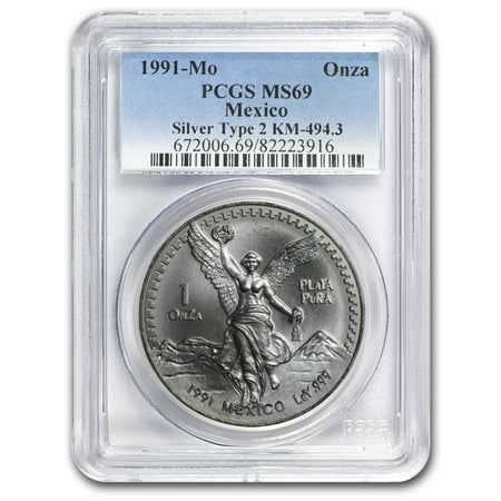 1991 Mexico 1 oz Silver Libertad Type 2 MS-69 PCGS