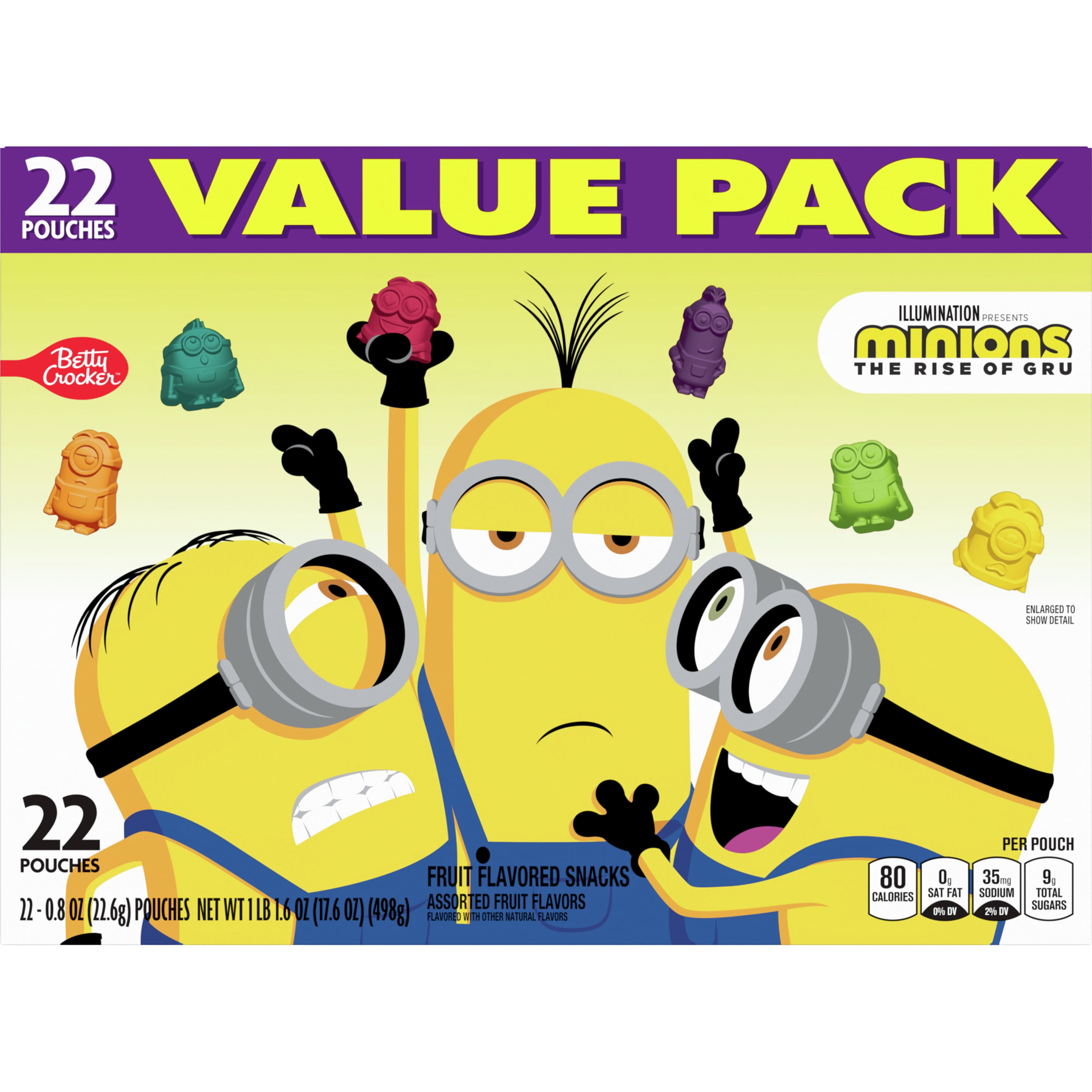 Minions Fruit Flavored Snacks, Treat Pouches, Value Pack, 22 ct