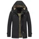 thumbnail image 3 of Abrigo militar de carga para hombre, chaqueta gruesa y cálida para hombre, parka de invierno, chaqueta acolchada de algodón informal, sudaderas con capucha de piel con múltiples bolsillos para hombre,, 3 of 5