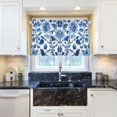 thumbnail image 5 of Yayeee Kitchen Curtains Tier Pair Light Filtering 27"x36" Rod Pocket Short Cafe Window Panel, Blue Floral Pattern, 5 of 7