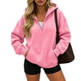 thumbnail image 2 of Qwertyu Quarter Zip Sweatshirt Women Half Zipper Workout Oversized Hoodies with Pocket Lightweight Y2K Pullover 2026 Clothes Pink S, 2 of 4