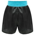 thumbnail image 4 of Hansber Kids Boys Sequin Applique Shiny Letter Printed Boxer Kickboxing Training Shorts Side Split Satin Hot Pants Black&Light Blue 10, 4 of 6