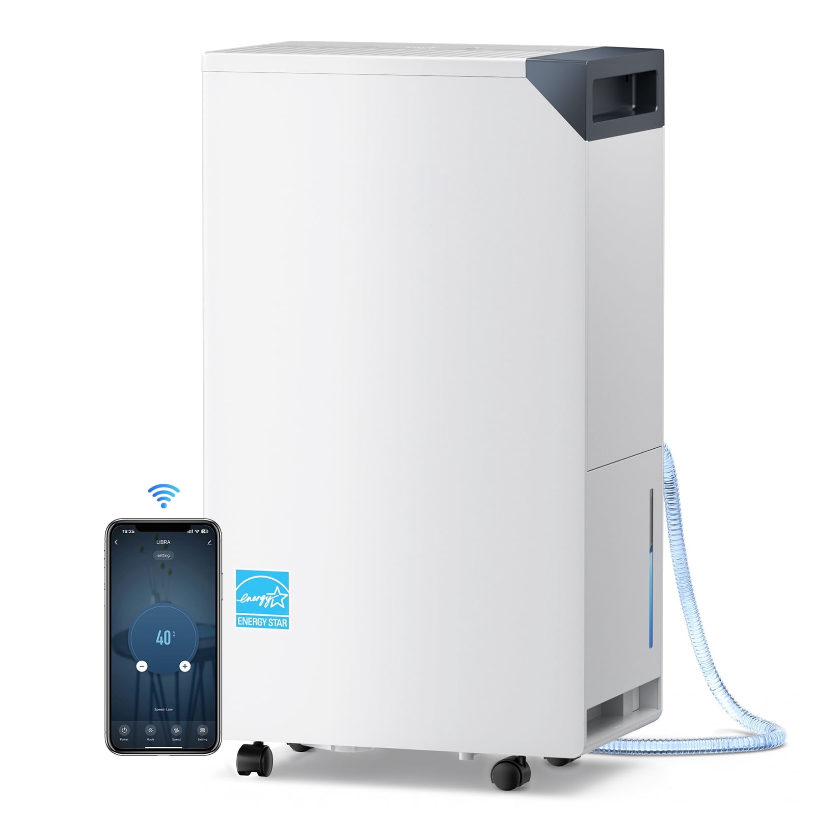 ENERGY STAR Dehumidifier, 4500 Sq.Ft, 52 Pints/Day, WiFi Control, 5.7L Tank Dual Drainage for Basement Bedroom