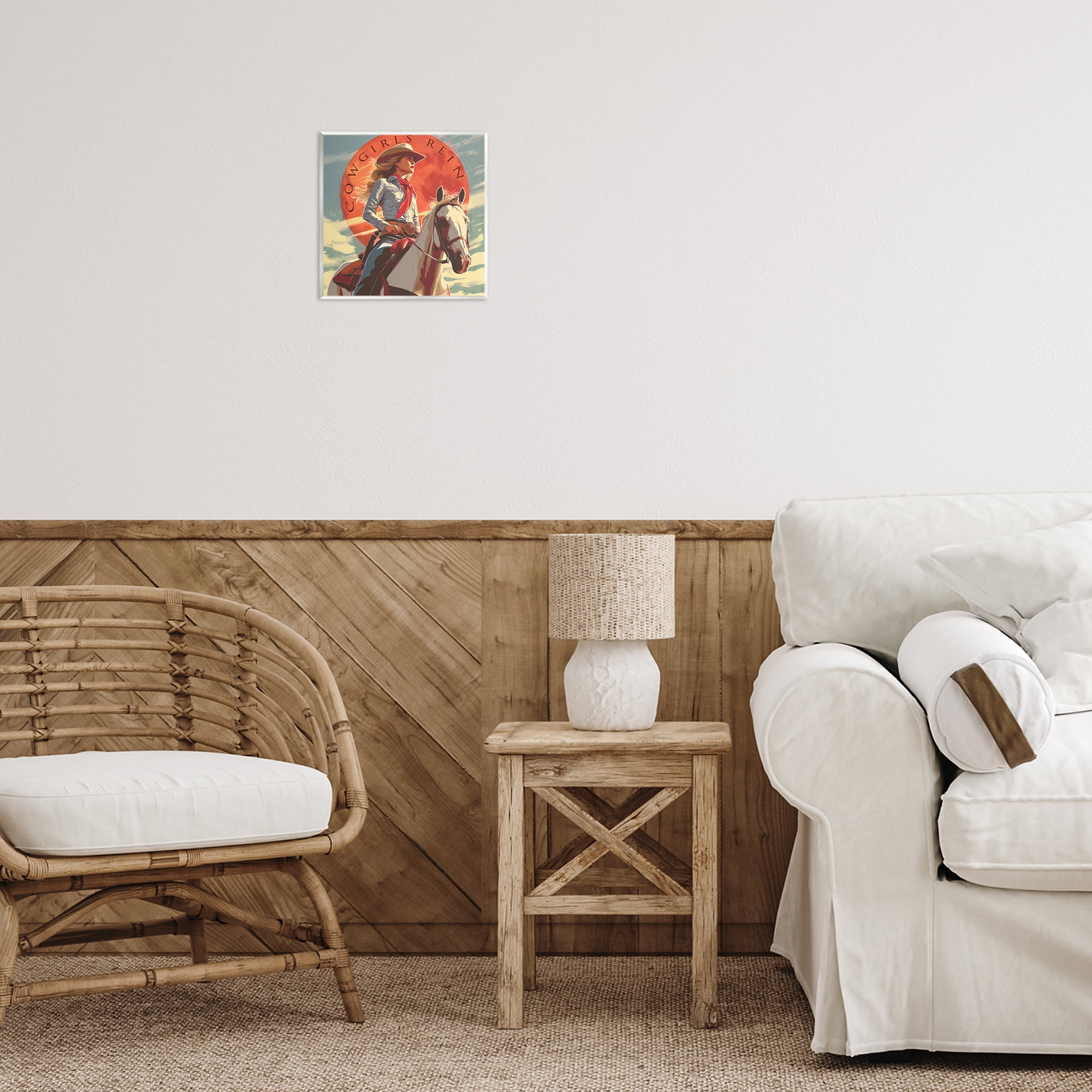 Stupell Industries Cowgirls Rein Portrait People Painting Unframed Art Print Wall Art, 12 x 12