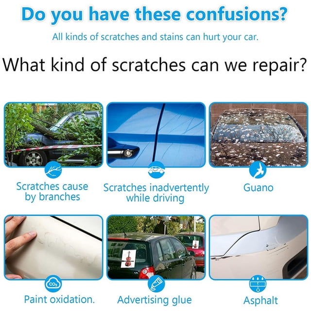 Car Scratch Remover Cloth 10Cm×10Cm Chemical Fiber Wear Resistant Repair Wipes 6Pc for Auto Paint Scratch Removal