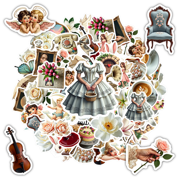 Vintage Stickers Stationery Stickers Floral Graffiti Decals for Notebooks Laptops Suitcases