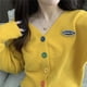 thumbnail image 5 of Camisa de punto para mujer, suelta, retro, de manga larga, con botones, suéter, abrigo de otoño, amarillo Eigraketly AP001150-02B, 5 of 7