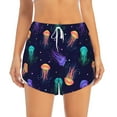 thumbnail image 2 of Xecao's Sea Jellyfish for a double-layer running short for women, perfect for gym, tennis, and more, featuring a convenient pocket., 2 of 9